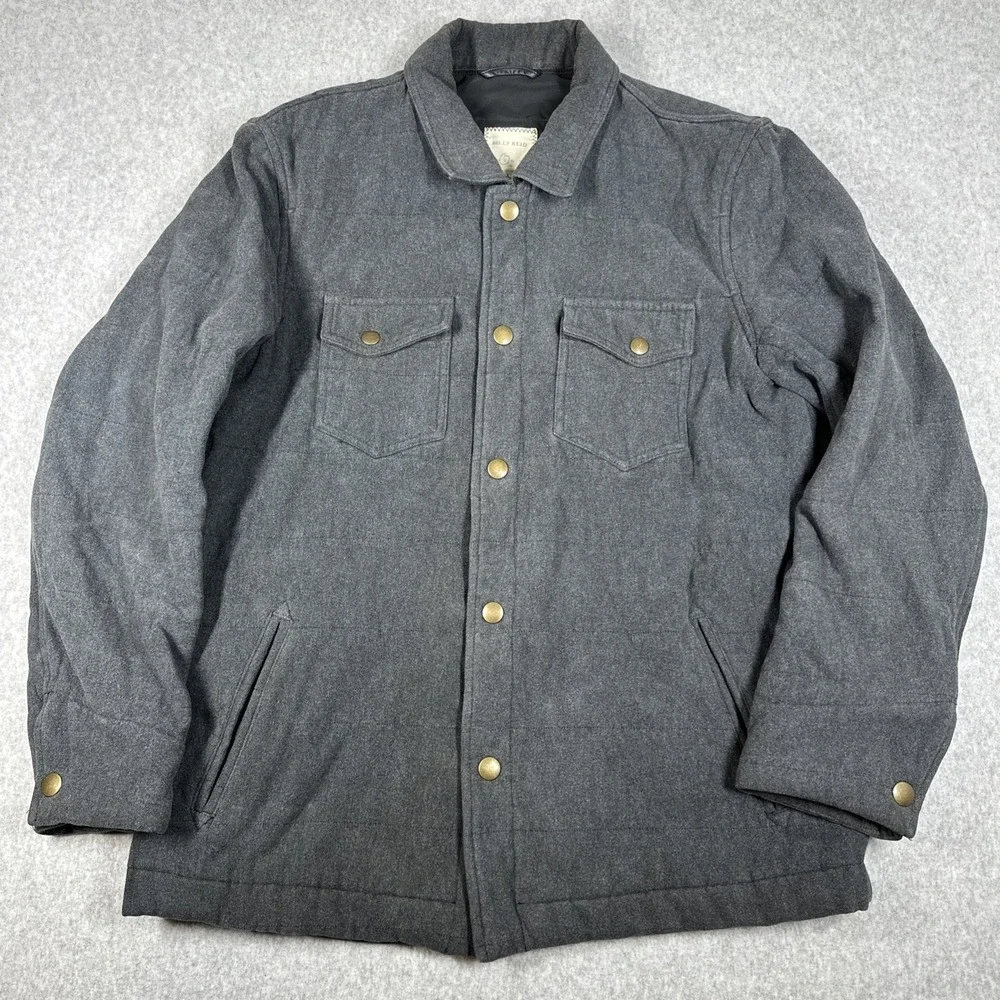 Billy Reid Quilted Chore Jacket Brass Snap Buttons Grey Men's Large(Fit Medium)